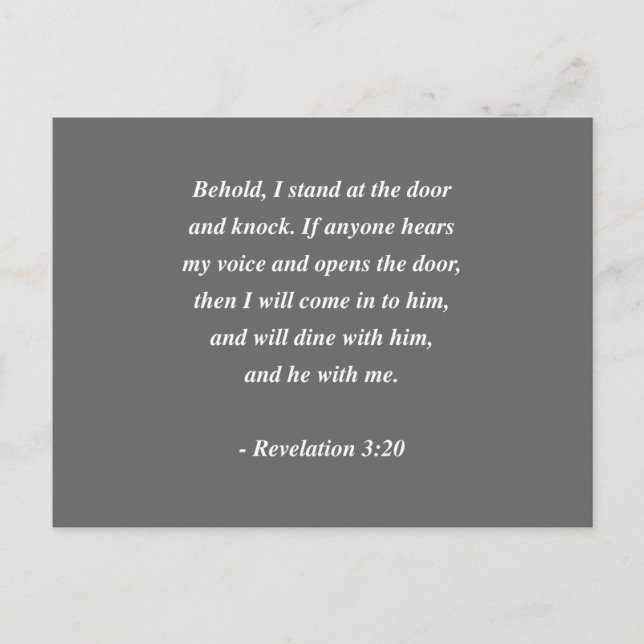 REVELATIONS 3:20 Bibelverse Postkarte (Vorderseite)