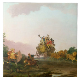 Revellers auf einem Trainer, c.1785-90 (Öl auf Fliese