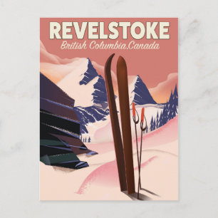 Revelstoke British Columbia, Kanada Skiposter Postkarte
