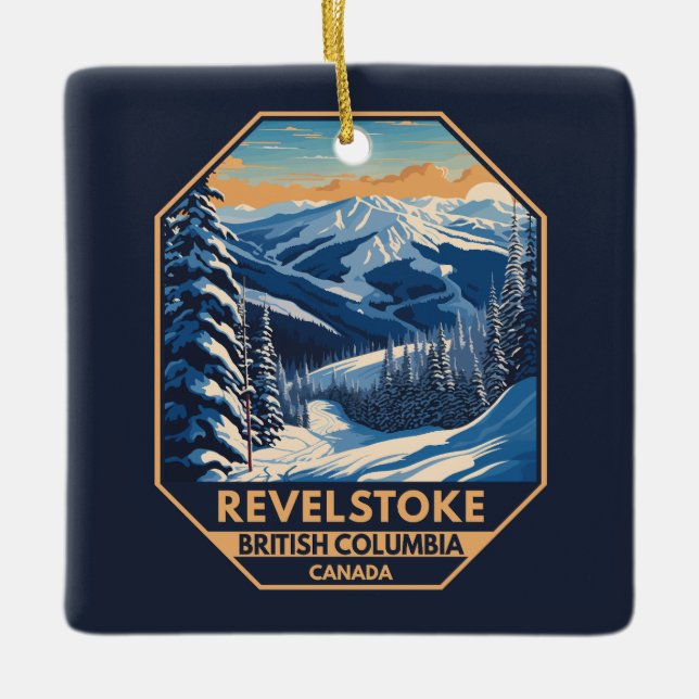 Revelstown Canada Winter Vintag Keramikornament (Vorderseite)