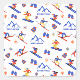Revelstown Sun Peaks Kanada Ski Snowboard Muster Quadratischer Aufkleber