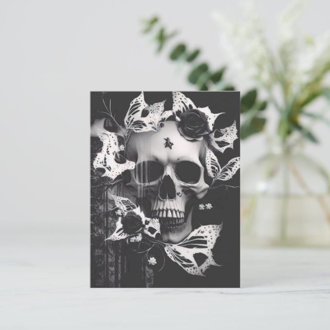 Revenant's Embrace: Schwarzer und weißer grafische Postkarte (Stehend Vorderseite)