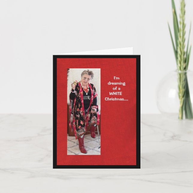 Rêver avec humour d'une carte de Noël blanche (Devant)