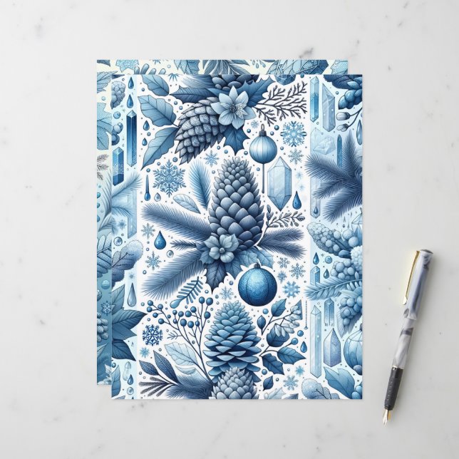 Rêver d'un papier à scandale d'hiver bleu (Devant/Arrière en situation)