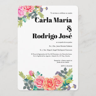 Rêver le faire-part de mariage d'Espagnol de rose