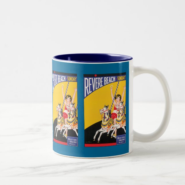 Revere Beach Sunday Zweifarbige Tasse (Rechts)