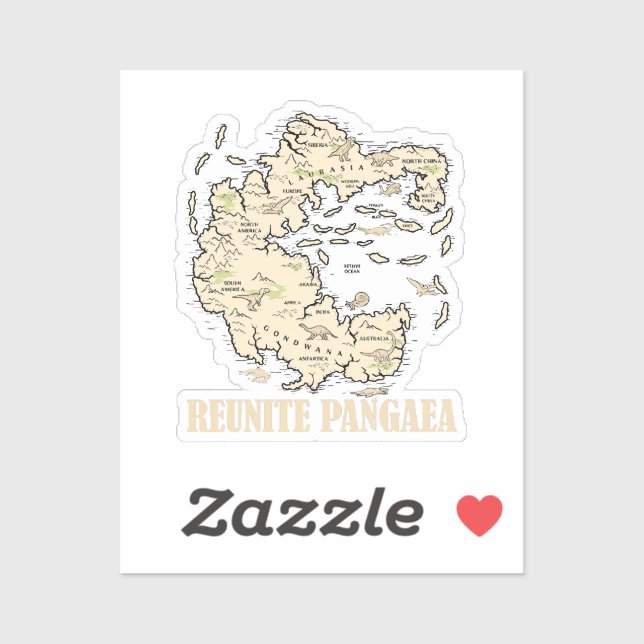 Revereinigte Pangaea Weltkarte Geschichte Funny Ge Aufkleber (Blatt)