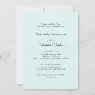 Reverent Cross Religious Invitation Blue Einladung