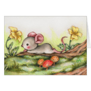 Rêverie de forêt - carte mignonne d'art de souris
