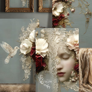 Reverie in Bloom Triptych Schwergewicht-Decoupage Geschenkpapier Set