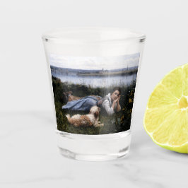 Reverie (Mädchen, die mit ihrem Hund auf der Gras  Schnapsglas