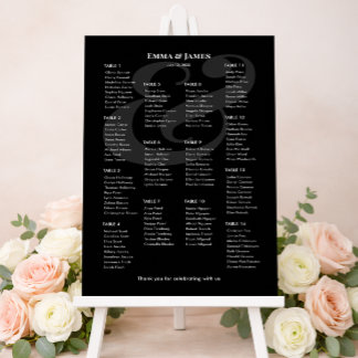 REVERSE Black Und-Wedding | 14 Sitzplan Poster