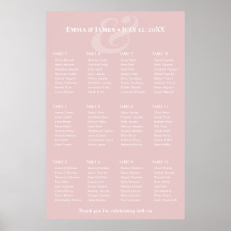REVERSE Blush Ampersand Hochzeit | Sitzordnung für Poster