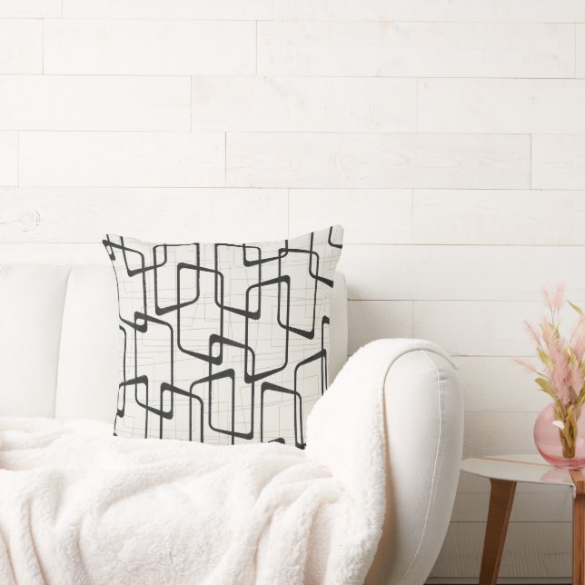 Reverse Soft Black Retro Geometric Muster Kissen (Liege)
