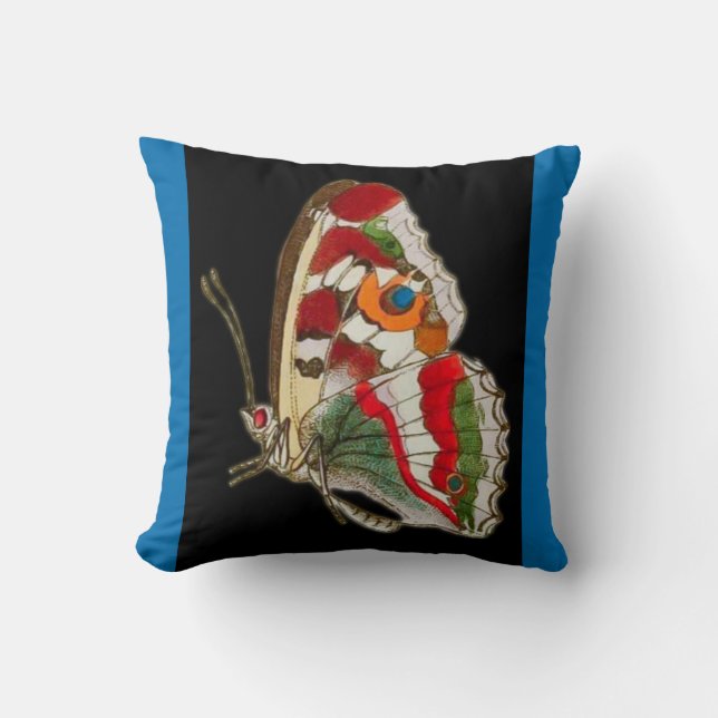 Reversible Batik Style Watercolor Butterfly Kissen (Vorderseite)