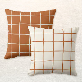 Reversible Beige Terrakotta Herbst Gitter Schachbr Kissen
