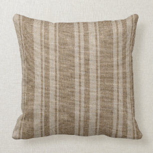 Reversible braune und beige Streifen Textilien Kissen