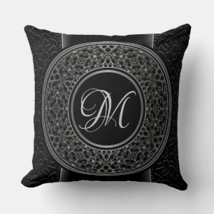 Reversible Chic Silver Medallion Throw Kissen