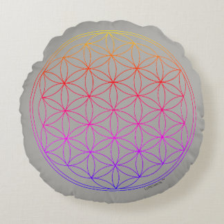 Reversible Cushion Flower of Life and Mandala Rundes Kissen