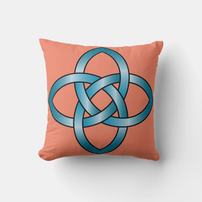 REVERSIBLE DESIGN blaues keltisches Knoten Kissen (Vorderseite)