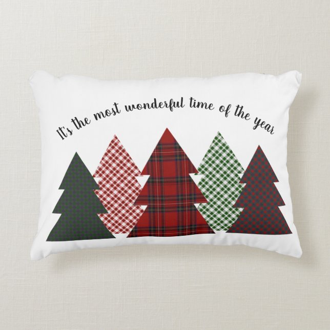 Reversible Erntedank Weihnachtsbauernhof Kariert Dekokissen (Vorderseite)