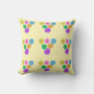 Reversible farbenfrohe Chrysanthemas Pillow Kissen
