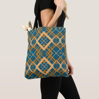 Reversible Geometric Diamond Pattern Teal Black  Tasche