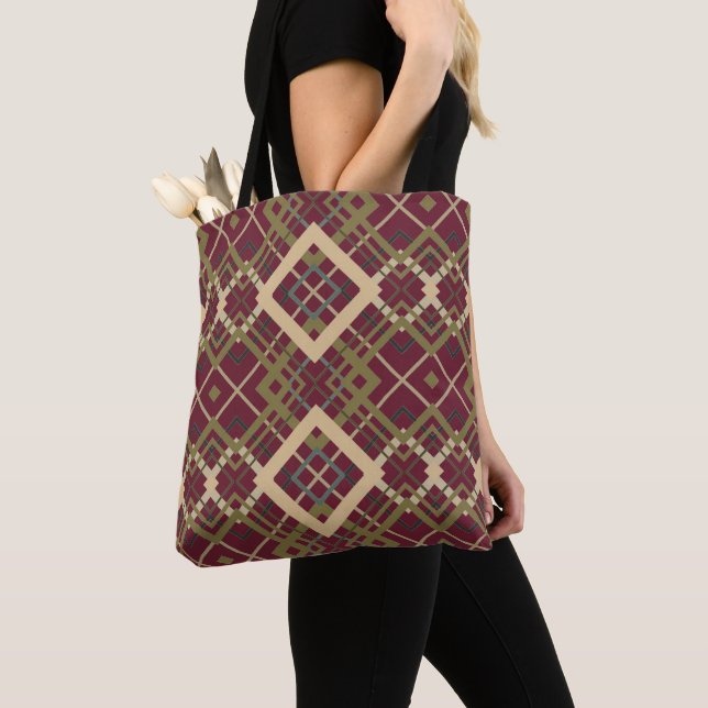Reversible Geometric Diamond Wine Dusty Rose  Tasche (Von Nahem)