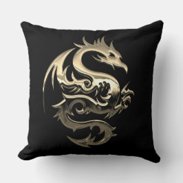 Reversible Gold Metallic Dragon Kissen