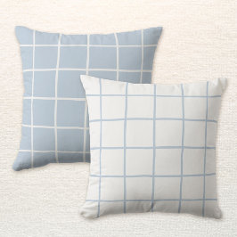 Reversible Hellblau-Weiß-Karogitter Skandi Kissen