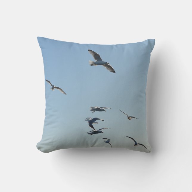 Reversible Möwen fliegen Kissen (Vorderseite)