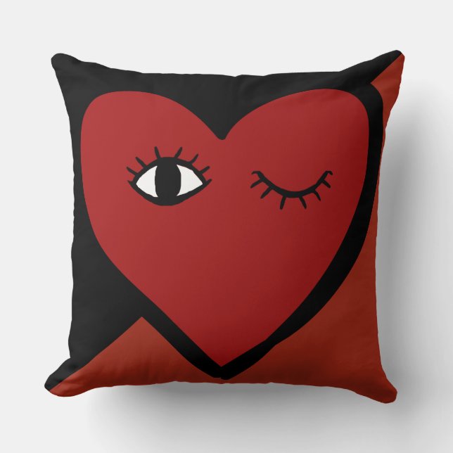 Reversible Niedliche rote Liebe Herzklopfen Kissen (Vorderseite)