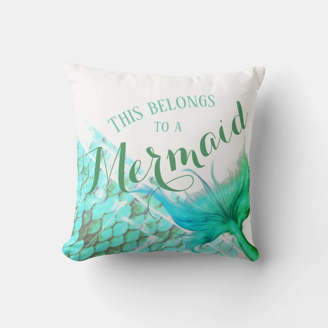 Reversible Personalisierte Mermaid-Bezeichnung ode Kissen (Vorderseite)
