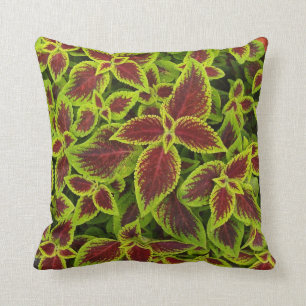 Reversible Red and Chartreuse Coleus Blätter Pillo Kissen
