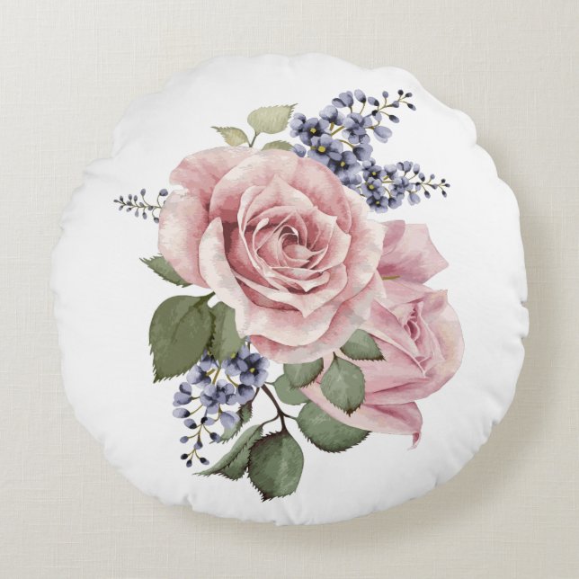 Reversible Rose eines Landes Rundes Kissen (Vorderseite)