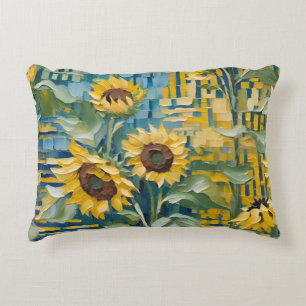 Reversible Sonnenblumen - Kunstkissen im Stil von  Dekokissen
