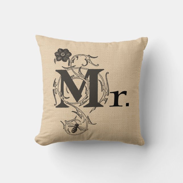 Reversible Wedding Pillow Mr. und Mrs. Kissen (Vorderseite)