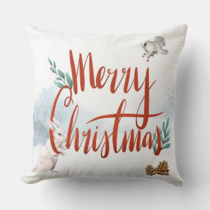 Reversible Weiß/Rot Kariert Frohe Weihnachtskissen Kissen
