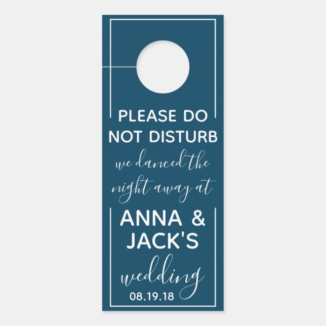 Reversible Welcome & DND Navy Wedding Tag Türanhänger (Vorderseite)