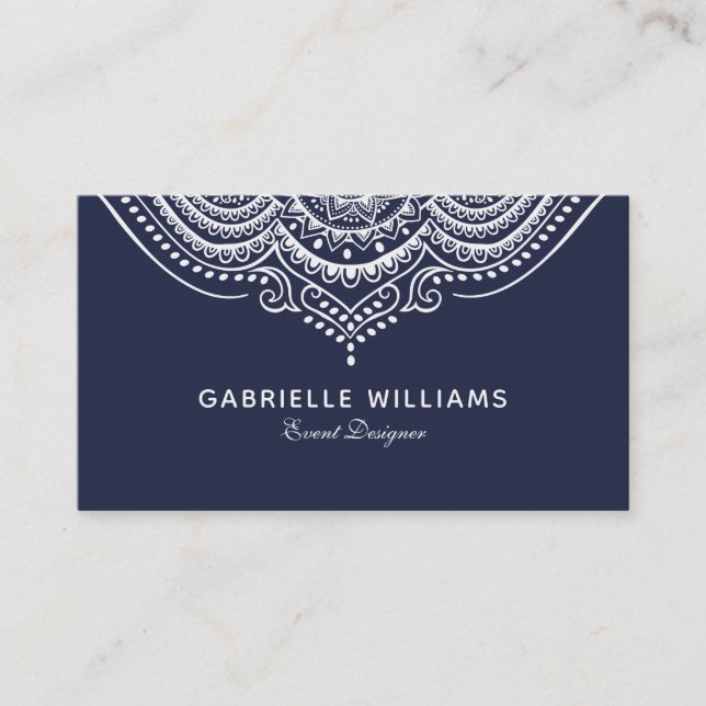 Reversible White & Blue Paisley Lace Visitenkarte (Vorderseite)
