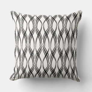 Reversible White & Gray Ribbons Throw Kissen