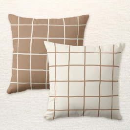 Reversibles Beige-Tan-Braun-Gitter-Karo-Scandi Kissen