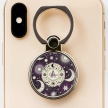 Rêves célestes violets et blancs : Lune et étoiles