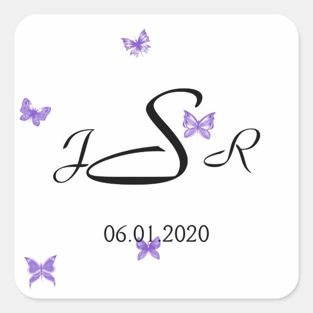 Rêves de papillon : Sticker violet Monogram (Devant)
