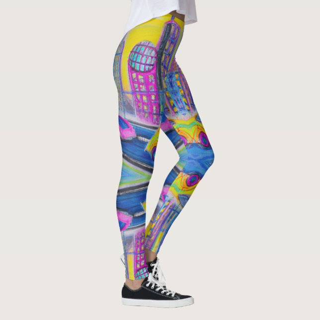 Rêves futuristes : Pink Pastel Cityscape Leggings (Droite)