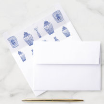 Revêtement bleu et blanc d'enveloppe de motif de