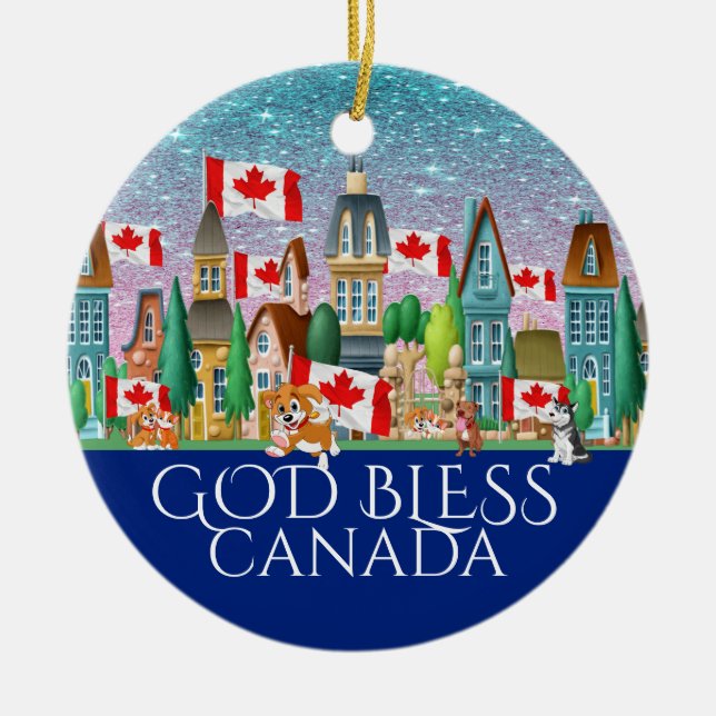 REVISED God Bless Canada Keramik Ornament (Vorne)