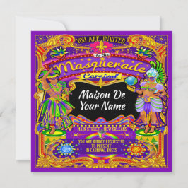 Revised Masquerade Mardi Gras Karneval Einladung