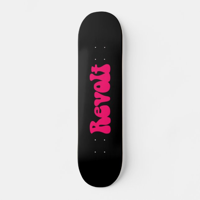 Revolt - Neon Red auf Black Skateboard (Vorderseite)