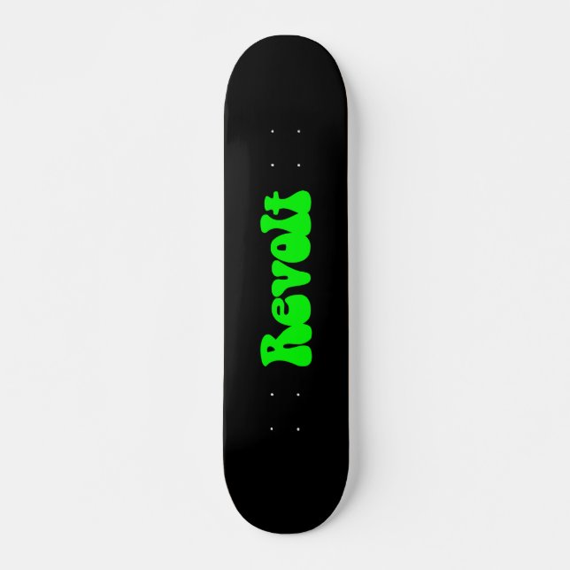 Revolte - Grün auf Schwarz Skateboard (Vorne)